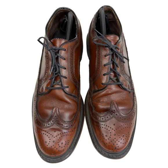 VTG Florsheim Imperial Blucher Brown Wingtip Shoes Mens Size 10.5 Heritage Retro main image 5